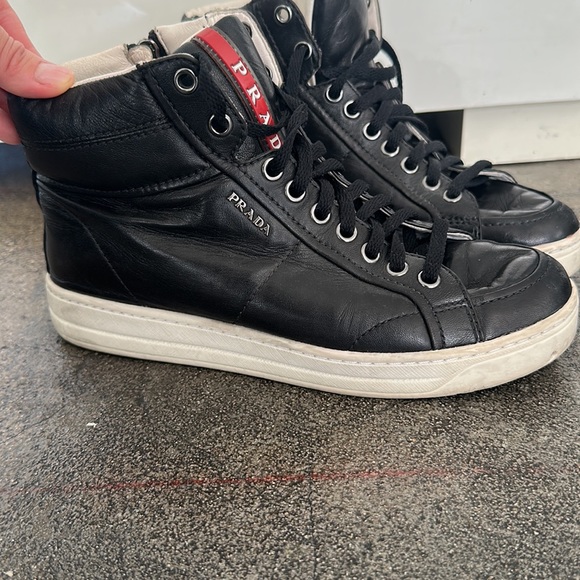 Prada leather hightop sneakers - Picture 9 of 10